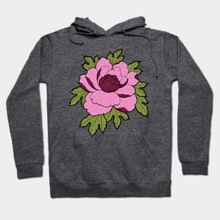 Peony flower tattoo style in colour Hoodie